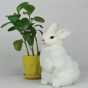 Mini Gerçekçi Sevimli Beyaz Peluş Tavşanlar Kürk Gerçekçi Hayvan paskalya tavşanı Simülasyon Tavşan Oyuncak Modeli Doğum Günü