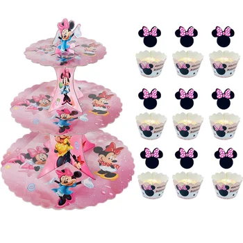 Minnie Mouse pembe Kek Topper ve Kek Topper 1st Doğum Günü Partisi Malzemeleri Süslemeleri bebek kız favor doğum günü pastası dekor