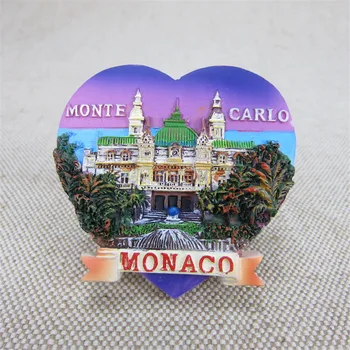 Monaco Buzdolabı Mıknatısı Monte Carlo Yaratıcı Turizm Hediyelik Eşya Kalp şeklinde Manyetik Buzdolabı Çıkartmalar