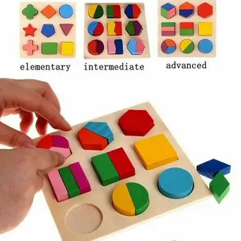 Montessori Erken Çocukluk Eğitimi Ahşap Üç Boyutlu Yapboz çocuk Eğitim Kurulu Oyuncaklar Şekil Geometrik Bulmacalar