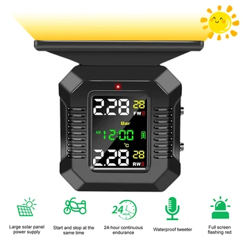 Motosiklet TPMS Güneş enerjisi Lastik Basıncı İzleme Sistemi Renkli Görüntülemek Sıcaklık Alarm Sensörü Alarm Sistemi TPMS Moto