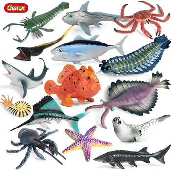 Oenux Yeni Deniz Yaşamı Kral Yengeç Kalamar Karides Denizyıldızı Opabinia Deniz Okyanus Hayvanlar Modeli Aksiyon Figürleri Minyatür Oyuncak Çocuklar Hediye
