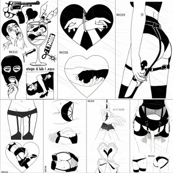 OMMGO Kalp Vücut Sanatı Seksi Yetişkinler Geçici Dövme Çıkartmalar Vücut Sanatı Kol Sahte Dövmeler Silah Aşk Kelepçe Dövmeler Erkekler Kadınlar İçin
