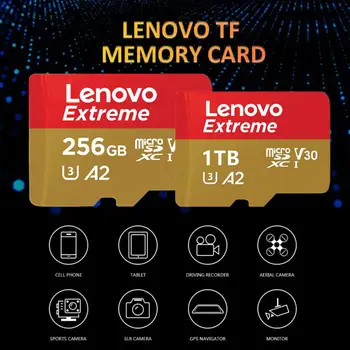 Orijinal Lenovo Yüksek Hızlı 2.0 Mikro Sd Kart Sınıf 10 Tf Kart 16 GB / 32 GB / 64 GB / 128 GB / 256 GB / 512 GB microSD Telefon Kamera Hafıza Kartı
