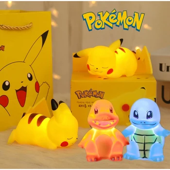 Pokemon Pikachu gece lambası odası dekorasyon sevimli çizgi film modeli yumuşak ışık LED aydınlatma oyuncaklar çocuk yatak odası süsleme hediyeler