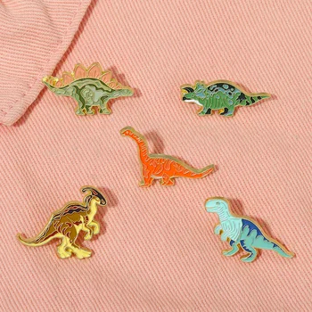 Renkli Dino Emaye Pimleri Özel Toptan Jurassic Dinozorlar Broş Yaka Rozetleri Karikatür hayvan figürlü mücevherat Hediye Drop Shipping