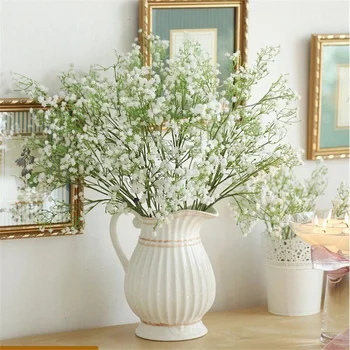 Sahte Çiçek Plastik yapay çiçekler Buket Beyaz Gypsophila DIY Düğün Ev Balkon Dış Dekorasyon Babysbreath