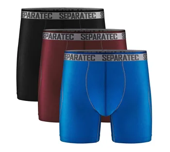 Separatec erkek iç çamaşırı Boksörler Paketi Spor örgü Kumaş Performans Boksörler Külot Çift Kılıfı Uzun Bacak Boxer ABD Boyutu