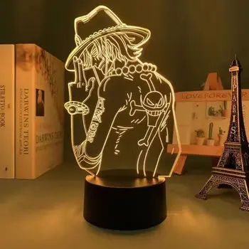 Sevgilisi Tek Parça Şekil Luffy Dişli 2 LED Gece Lambası 3D lamba ışığı Şekil OP Zoro Sanji Nami Dokunmatik Masa Lambası Modeli Hediye