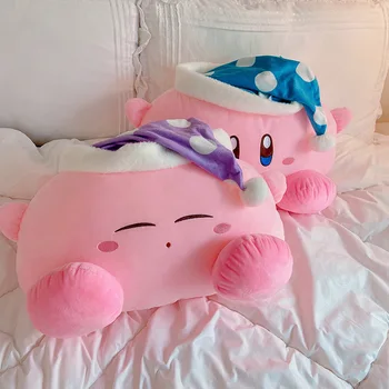 Sevimli Anime peluş oyuncak Uyku Kirbyed Peluş Dolması Bebek Nightcap Japon Tarzı Yastık Yumuşak Hediye Çocuk Kız İçin Pembe