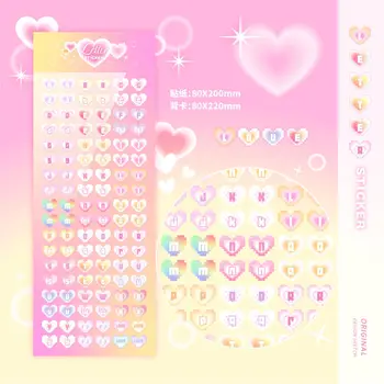 Sevimli Pembe Aşk Mektubu Piksel Lazer Sticker DIY Scrapbooking Idol Kart Albümü noel hediyesi Dekoratif Kırtasiye Çıkartmalar