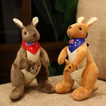 Sevimli Yaratıcı Anne ve Çocuk Kanguru Bebek peluş oyuncak Yumuşak Hayvan Dolması Peluş Bebek Bebek Çocuklar İçin Hediye