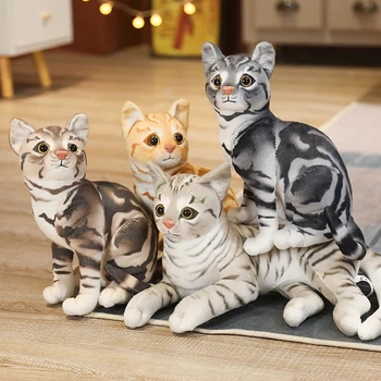 Simülasyon Yastık Sevimli Kedi peluş oyuncaklar Gerçekçi Hayvan Pet Bebek Çocuk Ev Dekor Tatil noel hediyesi Çocuklar için