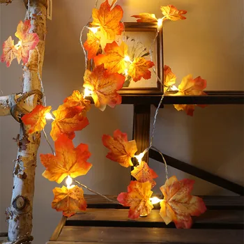 Sonbahar dekorasyon yapay bitkiler akçaağaç yaprakları Led dize ışık çelenk sahte bitki çelenk güz dekorasyonumuzu yatak odası dekorasyonumuzu ev duvar
