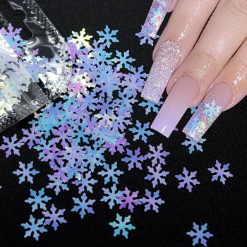 Sparkly Düzensiz Kar Tanesi Sequins Holografik Glitter Gevreği Nail Art Süslemeleri DIY Sonbahar Kış Çivi Tasarım RK140165
