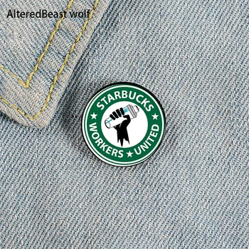 Starbucks işçiler birliği güçlü Pin Özel Komik Broş Gömlek Yaka Çanta Sevimli Rozeti Karikatür Takı Sevgilisi için Hediye Kız arkadaşlar