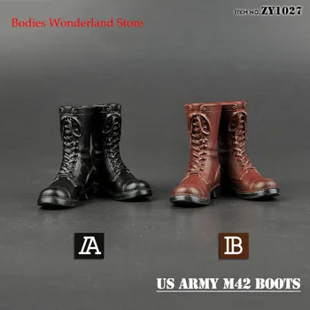Stokta ZY1027 1/6 Erkek Ayakkabı Modeli ikinci Dünya Savaşı ABD Ordusu M42 Savaş Botları İçi Boş 12 