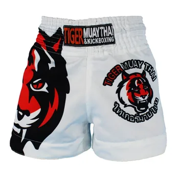SUOTF MMA Boks Spor Muay Thai Beyaz Kaplan Boks Şort Yarışması Eşleştirme Shortskickboxing şort Tiger Muay Thai şort mma