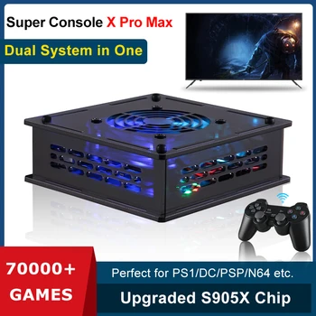 Süper Konsol X Pro Max Retro Mini video oyunu Konsolu / TV Çift Sistemi Dahili 70000+Klasik PSP Oyunları/PS1/N64 / DC Oyunları