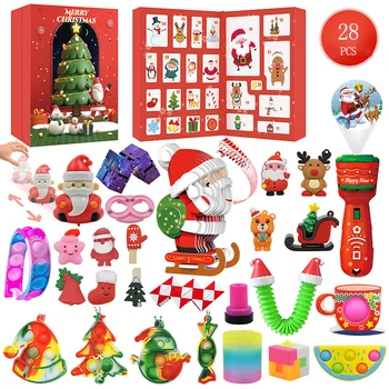 Sıcak Satış 24 adet Fidget Oyuncak Çantası Gizem Kutusu Advent Takvimi Noel Hediye Kutusu Günlük Sürpriz Anti Stres Çocuk Yenilik Oyuncak Hediye