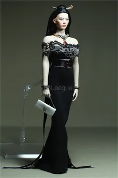Tbleague 1/6 ölçekli Mısır Kraliçesi Siyah longuette Elbise Papatya Kadın asker Etek 12in aksiyon figürü oyuncak