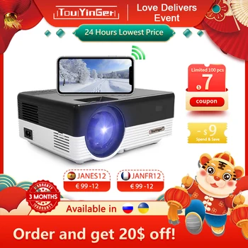 Touyinger Q7 1080P LED video Projektör Full HD 5500 Lümen LCD Ev Sineması Beamer Projektör Smartphone Slayt tepegöz projektörler
