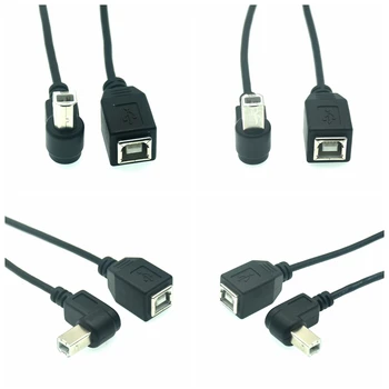 USB 2.0 B Dişi Tip-B Erkek 90 Derece Sağ Açı Yazıcı Kısa Uzatma Kablosu 20cm Yazıcı Tarayıcı için Mobil HDD ve Daha Fazlası