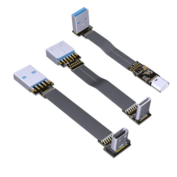 USB 3.0 Tip-A Erkek USB3. 1 Tip-C Erkek Yukarı / Aşağı Açı USB Data Sync ve Şarj FPV Düz Kablo tipi c Kablosu Konnektör adaptörü FPC