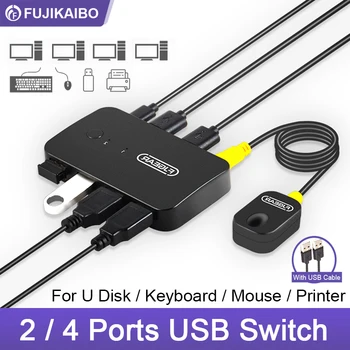 USB Anahtarı Hub 2 veya 4 4 Out USB2.0 Splitter adaptörü Fare Klavye Yazıcı U Disk KVM USB kablosu Switcher Veri Kablosu İle