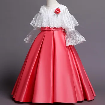 Uzun Yeni kız çocuk yaz elbisesi Doğum Günü Partisi Prenses Elbise Çocuk Polka Dots Elbise Çiçek Kız Düğün Kabarık Elbiseler Vestidos