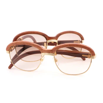 Vintage Ahşap Güneş Gözlüğü Kadın Erkek Wrap Temizle Gözlük Gafas Kulübü ve Sürüş Yuvarlak Retro Shades Gözlük Gözlük