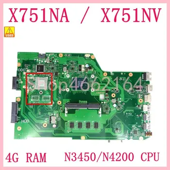 X751NA N3450 / N4200 CPU 4GB RAM 90NB0EA0-R00020 Anakart For ASUS X751 X751N X751NA X751NV laptop Anakart 100 % TAMAM Kullanılan