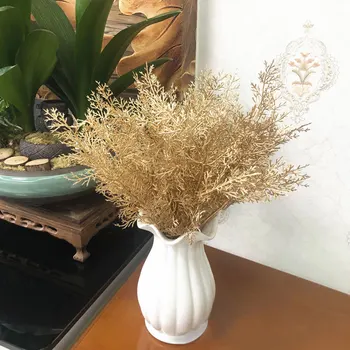 Yapay Altın Ve Gümüş Bitkiler Yaprak Noel Dekor Çiçek Düzenleme Glitter Toz Sahte Palm Şube Noel Ev Deco