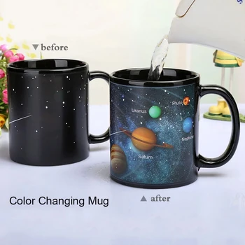 Yaratıcı seramik kupa renk değiştiren kupa ısı açığa kahve fincanı arkadaşlar hediye öğrenci kahvaltı Tumbler yıldız