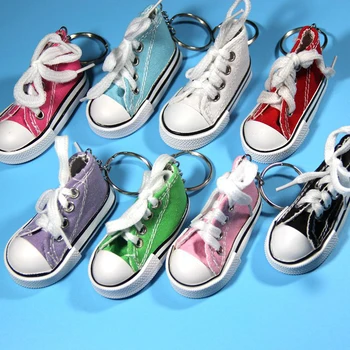 Yaratıcı Simülasyon Mini kanvas ayakkabılar Anahtarlık Kolye Çanta Asılı Renk Sneaker Anahtarlık Promosyon Hediye