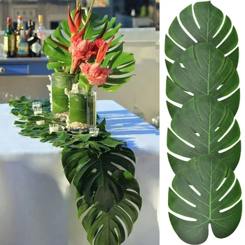 Yaz Tropikal Yapay palmiye yaprakları Düğün Hawaiian Luau Orman Doğum Günü Partisi Ev Dekorasyon Sahte Bitki Kaplumbağa Yaprağı