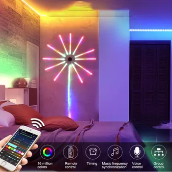 Yeni LED ışıklar şerit Havai Fişek Odası Dekor için RGB Neon Şerit APP Kontrolü Dekorasyon Yatak Odası At Yarışı Lambası Ev Bant
