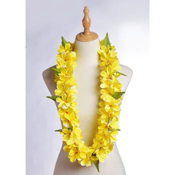 YENİ RENK Ücretsiz Kargo 50 Adet / grup HL0001A-6 100 CM İpek Plumeria Lei Hawaii Hula Kız Dansçı Tropikal Çiçek Parti Kadın Giyim