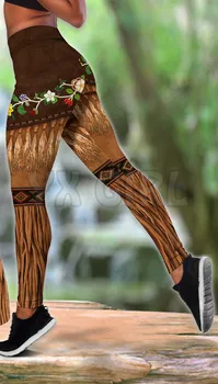 Yerli Retro Desen 3D Baskılı Tank Top + Legging Combo Kıyafet Yoga Spor Legging Kadınlar