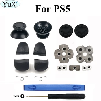YuXi 3D Analog Çubukları Silikon İletken Ped PS5 R1 R2 L1 L2 Bahar Tornavida Seti PS5 Tamir Takımları