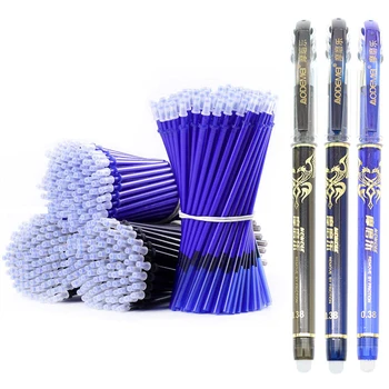 Yıkanabilir Kolu Silinebilir Jel Kalem Seti 0.38 mm Silinebilir Mavi Siyah Mürekkep Kalem Sihirli Kalem Ofis Malzemeleri (3 Kalem - 10 adet Dolum)
