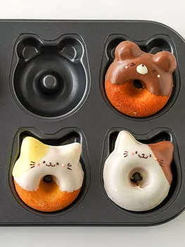 Çörek Şekli Bakeware Ayı Kedi Desen Karbon Çelik Yapışmaz Muffin DIY Tatlı Pasta Pişirme Dekor Araçları Kek Pişirme Aracı