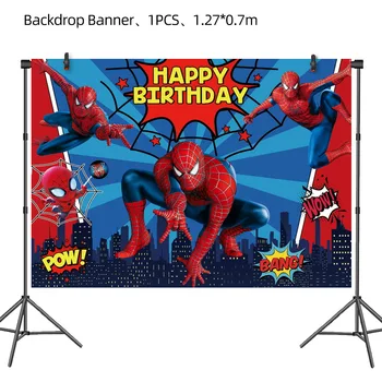 Örümcek adam Doğum Günü Tema Parti Süslemeleri Malzemeleri Afiş Zemin Masa Örtüsü Oyuncaklar Kız Erkek Çocuklar için Arka Plan 1.27 * 0.7 m