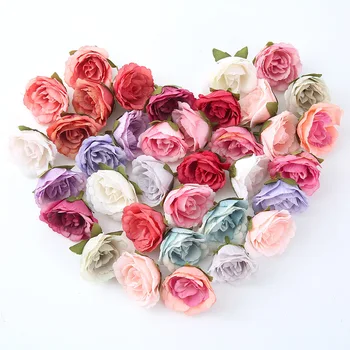 10 adet 4cm İpek Yapay Gül Çiçek Kumaş Düğün Parti İçin Ev Odası Dekorasyon DIY Elbise Aksesuarları Sahte Çiçekler