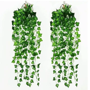 3 Adet 2.2-2.4 M Yapay Yeşil Sarmaşık Yaprakları Garland Vines Yeşillik Plastik Bitkiler Ebedi Rattan Yaprak Düğün Dekorasyon Ev dekor