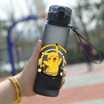 560 ml Pokemon Pikachu Su Şişesi Karikatür Spor Açık Seyahat Taşınabilir Sızdırmaz Drinkware Plastik Su Bardağı Çocuk Kadın Erkek