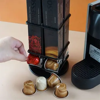 Kahve Pod Tutucu 40 Nespresso Kahve Kapsülleri Dağıtım Kulesi Döner Kapsül Standı Depolama Raf Organizasyon Tutucu Raf